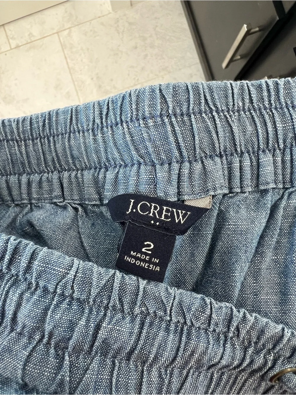 J. Crew Blue Drawstring Linen-Blend Pants